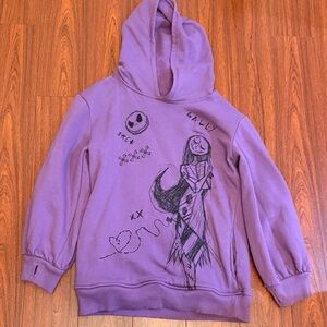 Purple Nightmare Before Christmas Hoodie with Graphic Jack and Sally Design